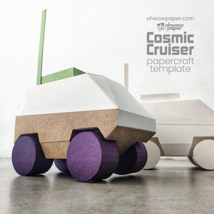 Space truck papercraft template. Build 3d paper car model. A gift for the coolest geeks and nerds in the galaxy. PDF and SVG for Cricut.