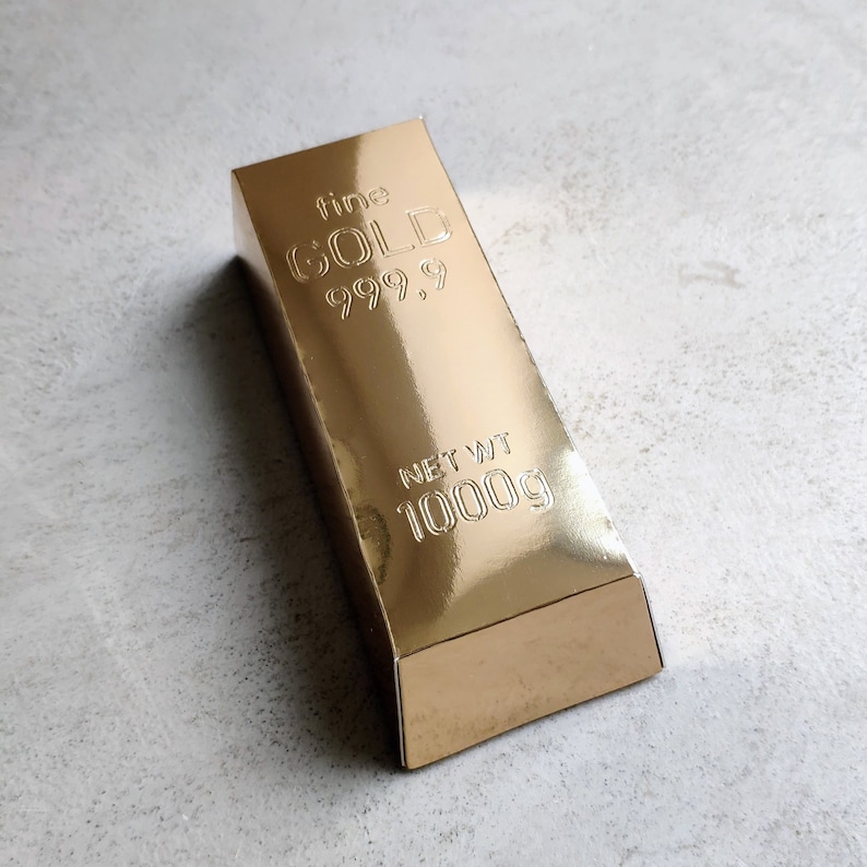 Gold Bar Papercraft Template. Papercraft Gold Perfect Gift Box