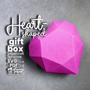 Heart shaped gift box - papercraft template in PDF and SVG for Cricut. Gift wrapping greatness :) - Small size
