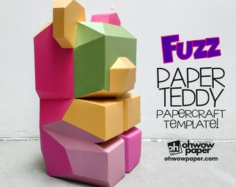Modèle de sculpture d'ours en papier (PDF + SVG), projet DIY, cadeau créatif