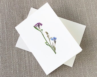 REAL Pressed Flower Card | Handmade Card | Thank you Card | Forever Blossoms 4 x 5.5 inch Card + Envelope | Gift