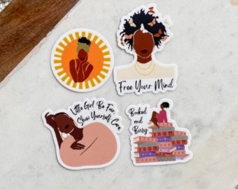 Black Girl Sticker Bundle | Sticker 4 Pack | Waterproof Vinyl Sticker | Water Bottle Stickers | Laptop Stickers | Black Owned