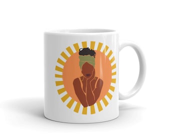 Grand Rising Melanin Queen Mug | Gifts for Black Women | Black Woman Coffee Tea Cup | Natural Hair | Black Girl Magic | For the Culture