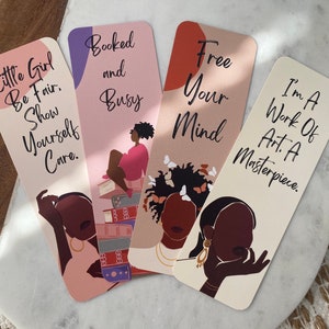 4 Pack Black Girl Bookmarks | Bookish | For Book Lovers | Illustration Bookmarks | African American Bookmarks | Gift For Her | Black Owned