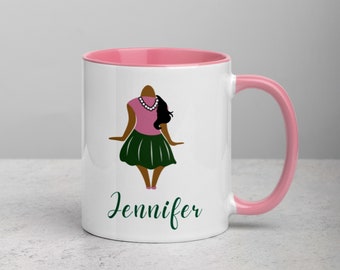 Ivy Stance Coffee Mug, Pink and Green Sorority Mug, Personalized Sorority Gift