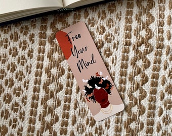 Free Your Mind | Black Girl Bookmarks | For Book Lovers | Illustration Bookmarks | African American Bookmarks | Black Girl Magic Bookmark