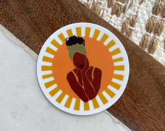 Grand Rising Black Girl Sticker | Waterproof Vinyl Sticker | Water Bottle Stickers | Laptop Stickers | Black Art Sticker | Black Owned