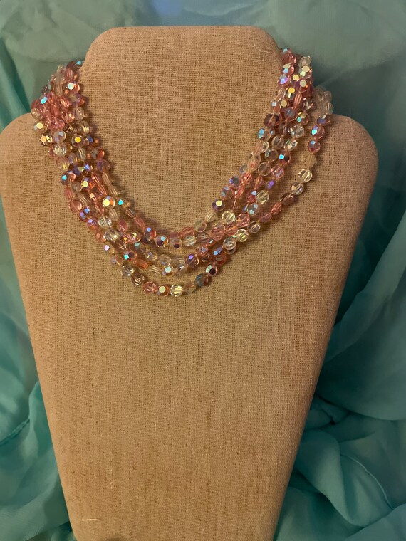 Pink beaded beautiful necklace - image 1