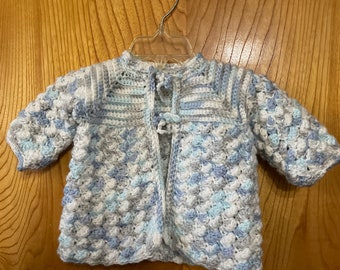 Handmade crochet sweater blue and gray