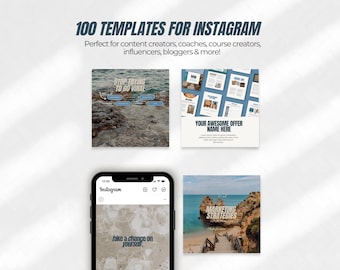 Coastal Instagram Templates, Social Media Coach (Canva Editable)