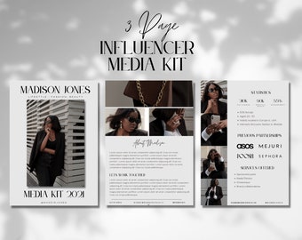 Influencer Media Kit Template, Editable Canva Design (Digital Download)