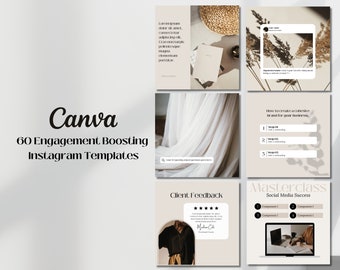 60 Instagram Post Templates | Canva Editable (Digital Download)