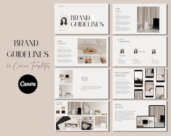 Brand Guidelines Template, Editable Brand Board, Canva Presentation (Digital Download)