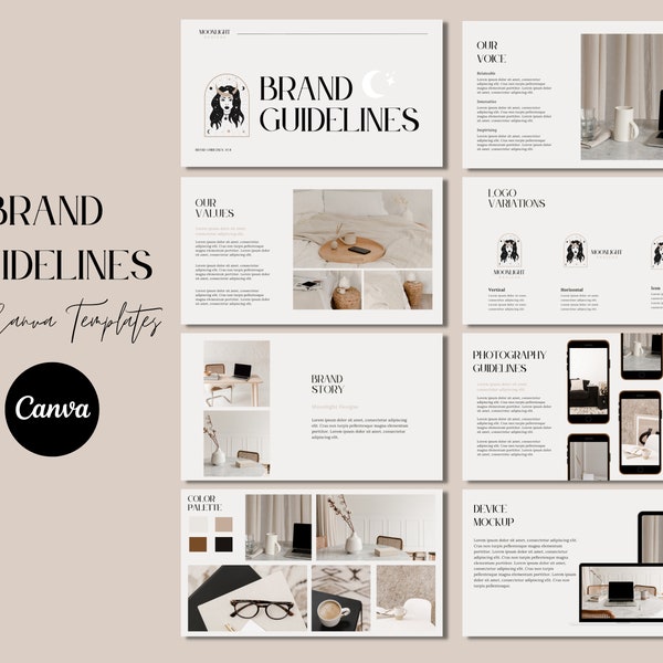 Brand Guidelines, Brand Style Guide, Brand Board, Editable in Canva, Branding Kit, Brand Identity, Presentation Template, Brand Strategy
