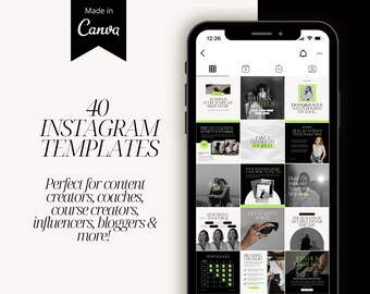 Dark Neon Instagram Template, Aesthetic Coach Content (Canva)