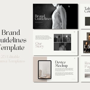 Brand Guidelines Template, 25 Editable Slides (Canva)