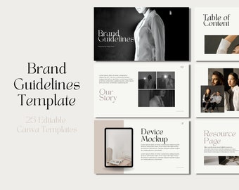 Brand Guidelines Template, 25 Editable Slides (Canva)