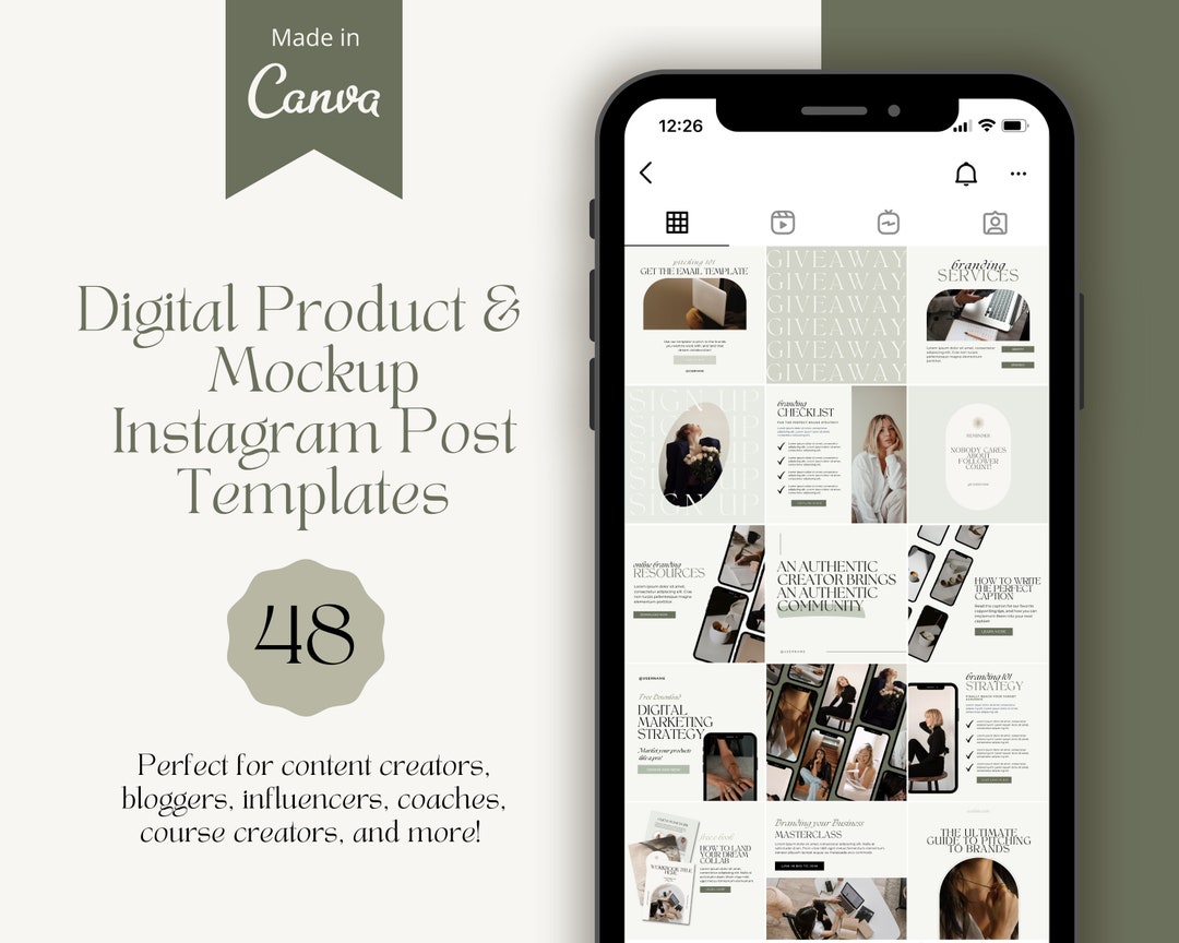 Digital Product Mockup Instagram Templates, Editable Canva Templates ...