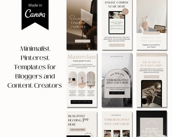 Minimalist Pinterest Templates for Canva, Neutral Theme (PDF)