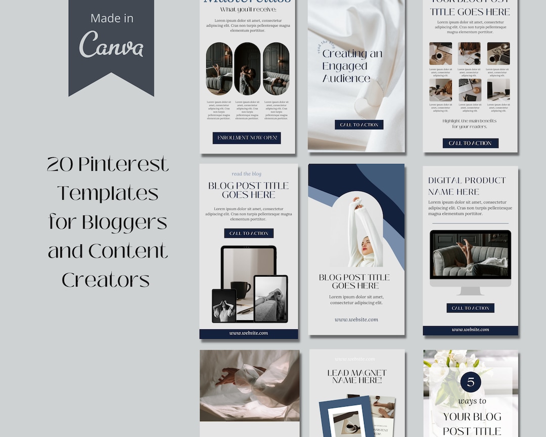 20 Canva Pinterest Templates for Bloggers (digital Download) - Etsy
