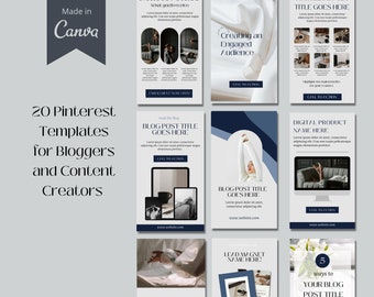 20 Canva Pinterest Templates for Bloggers (Digital Download)