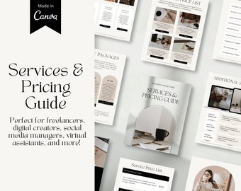 Editable Services Pricing Guide Template, Canva (A4)