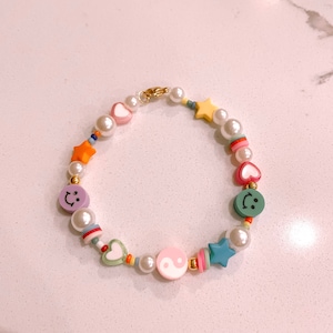 Colorful Beaded Pearl and Charm Bracelet (Martha Calvo Inspired)