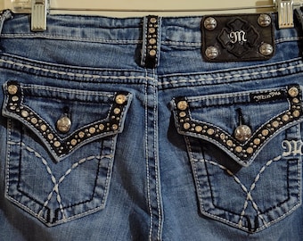Miss Me Size 27 Boot Cut Light Wash Embellished Jeans