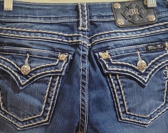 Miss Me Size 27 Signature Skinny Style j55014558 Thick White Stitched Pre-owned Jeans