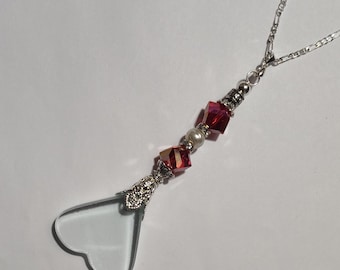 Heart Shape Magnifying Glass Pendant Necklace