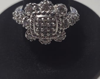 Vintage Sterling Silver Judith Ripka Cluster Cubic Zirconia Ring Size 8