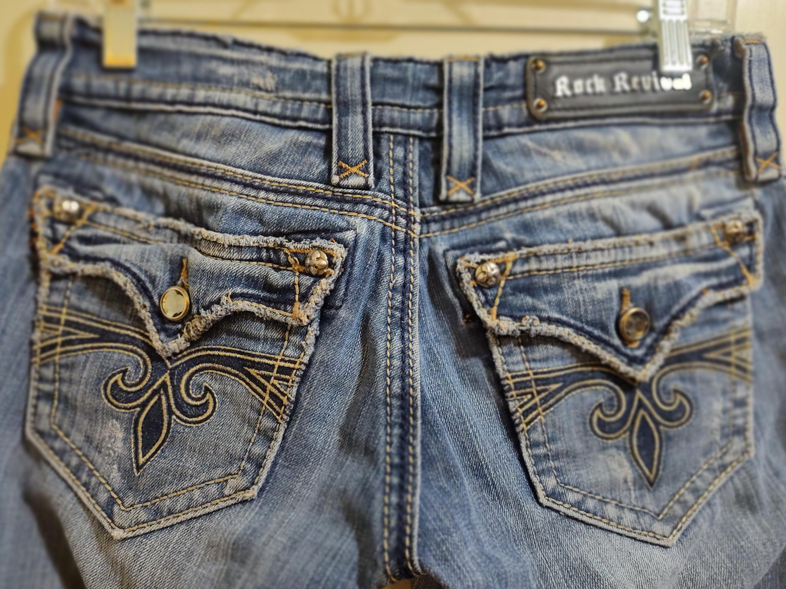 良品【ROCK REVIVAL】（30）ストレートデニム 刺繍 フラップポケット Rock revival jeans - Etsy 日本