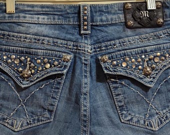 Miss Me Embellished Thick Embroidered Boot Cut Preowned Size 30 Jeans