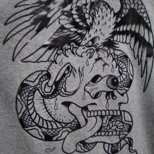 Ed Hardy Gray Eagle Skull and Snake Graphics Large NWOT Unisex T-shirt