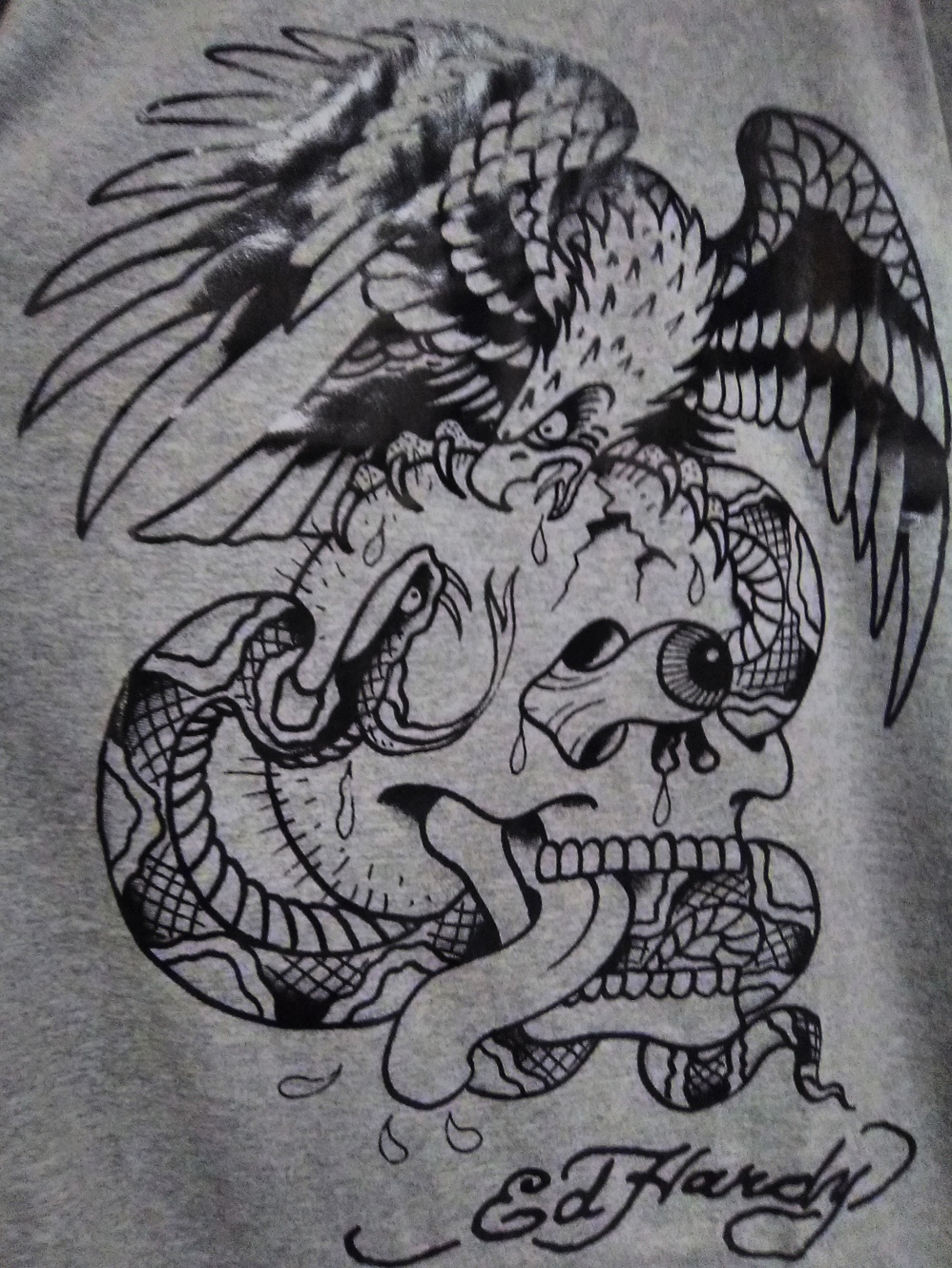 ed-hardy-gray-eagle-skull-and-snake-graphics-large-nwot-unisex-t-shirt-etsy