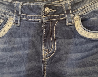 Miss Me Bootcut Jeans - Paisley Chevron Design - Size 28