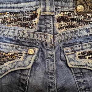 Miss Me Size 26 Style:ME8464BR Bootcut Embellished Embroidered Distressed Sequined Designed Jeans