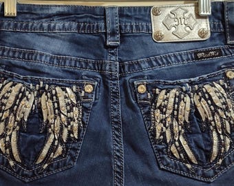 Miss Me Embellished Mid-rise Easy Boot Cut Size 30 Preowned Jeans