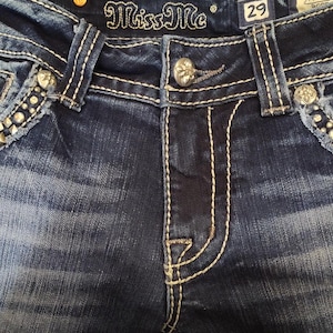 Miss Me Bootcut Size 29 Embellished Flap Back Pockets #JP5755B Jeans