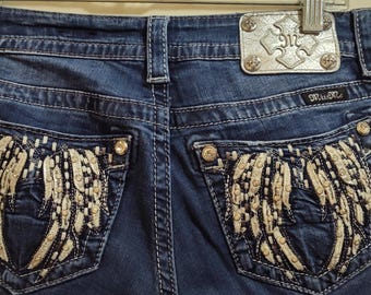Miss Me Embroidered Embellished Angel Wing Design Mid-rise Easy Boot Size 27 Jeans