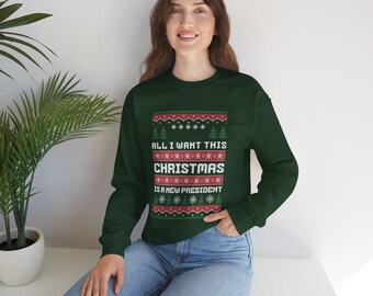 Funny Christmas Sweater Crewneck Sweatshirt, Holiday Humor, Ugly Sweater Style