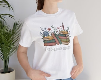 Floral Book Stack T-Shirt, Book Lover Gift