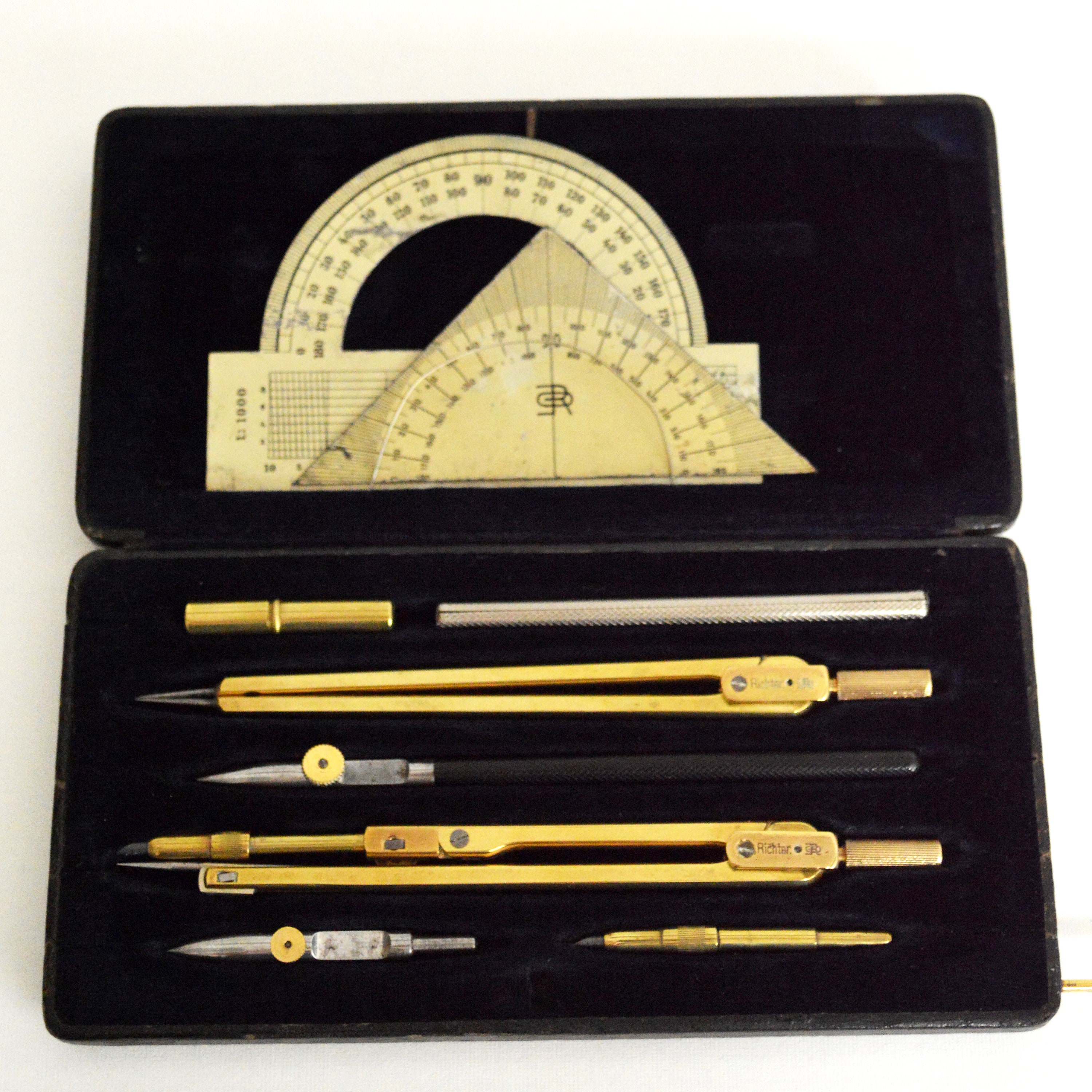 Vintage German Drafting Set Cesieco Metal Compass Small Drawing