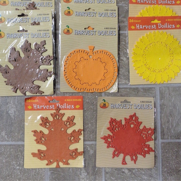 Paper Harvest Doilies - Leaf - Pumpkin - Sunflower - Lot of 10 Packages