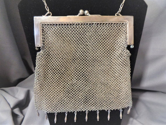 1900's Antique Purse / German Silver Mesh / Vinta… - image 1