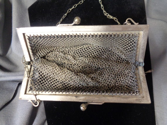 1900's Antique Purse / German Silver Mesh / Vinta… - image 8