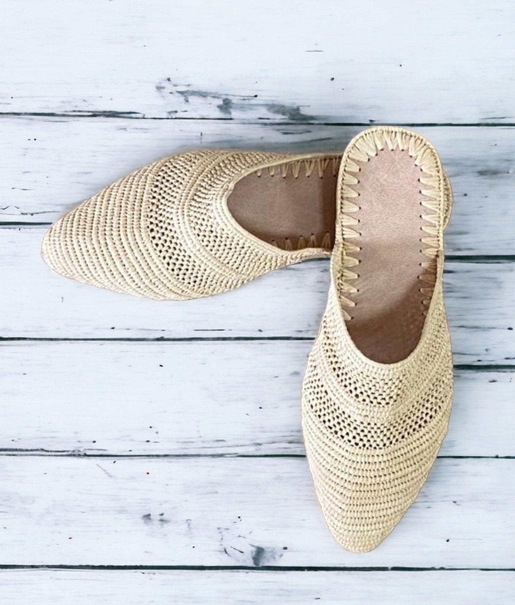 Handmade Raffia Slipper Babouche Rabat Mules Vegan -  Finland