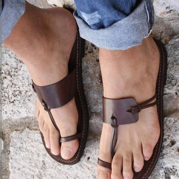 sandales en cuir pour hommes, sandales, sandales faites à la main, cuir marocain, sandales coulissantes, sandales boho, marocaines, sandales