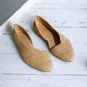 Moroccan handmade shoes made of natural raffia, women shoes leather.Handmade slip Raphia sandals femme  Raffia shoes shoes women