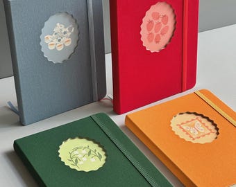 Collection de carnets The Little Things, carnet A5 de 160 pages en similicuir, motif fraise, papillon, théière et fleurs, papier 120 g/m²